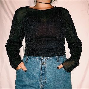 VICTORIA’s SECRET LONG SLEEVE SPARKLY MESH TOP